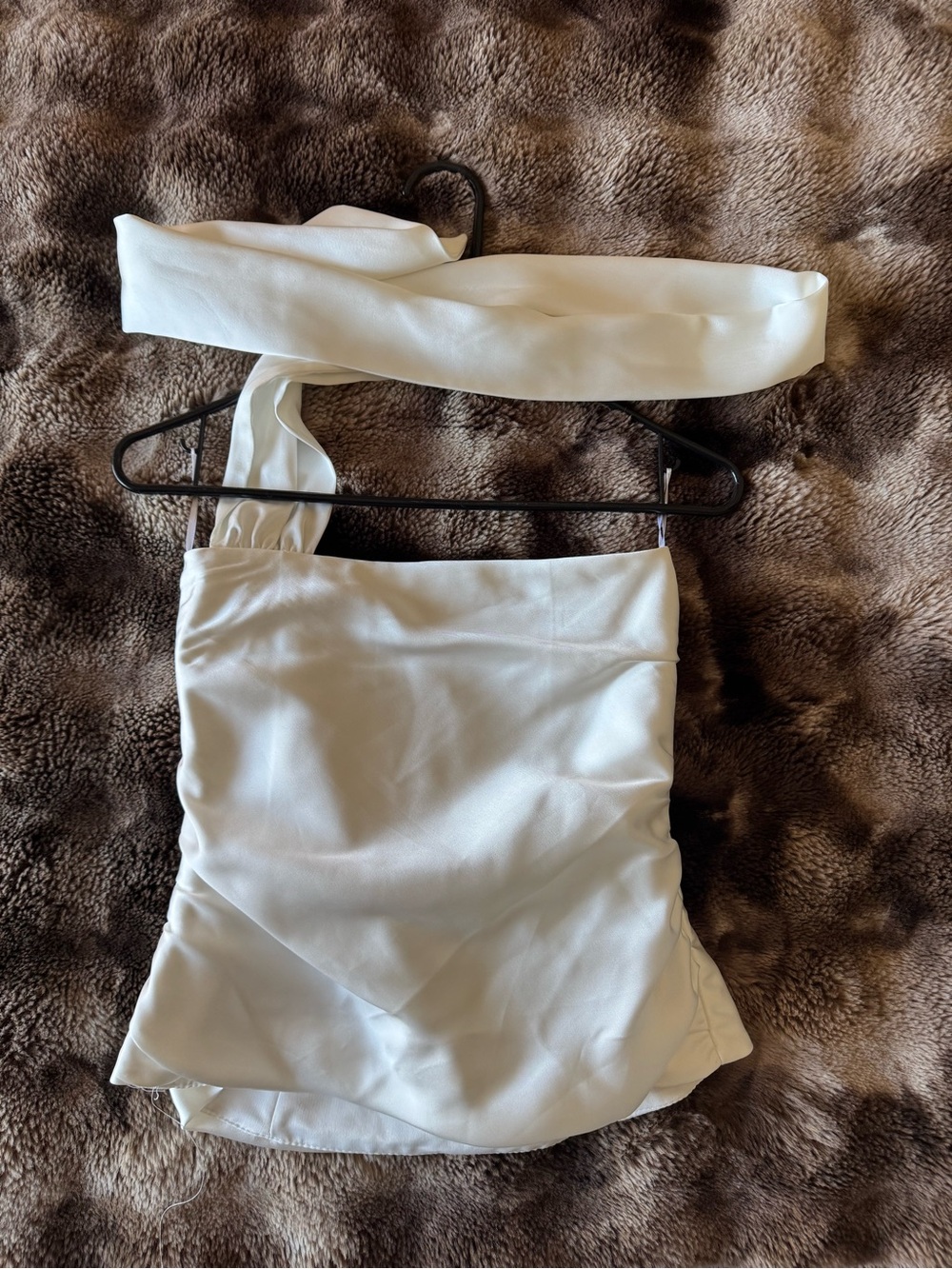Zara White Asymmetric Strapless Top